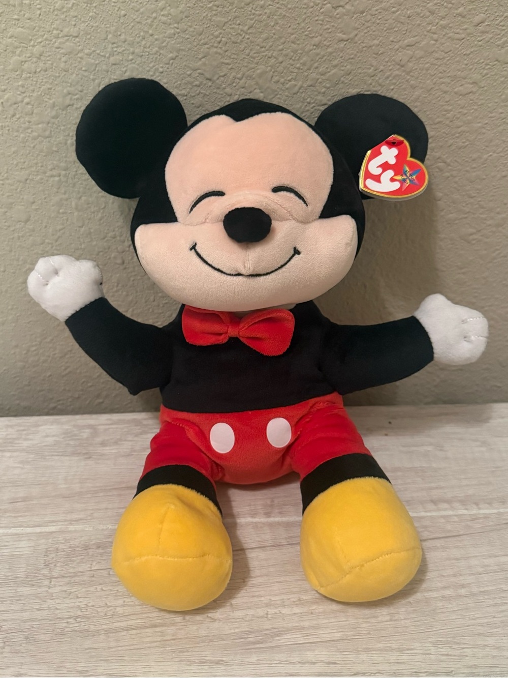 New with Tags! TY Disney Mickey Mouse Plush - Black, Red, Yellow, White!